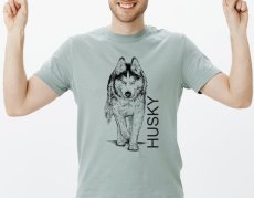 Pánské tričko BIO neutral, Husky 2 - autorská kresba