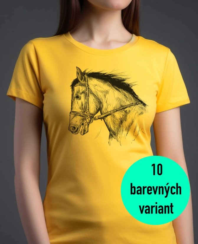 Dámské tričko, kresba koně