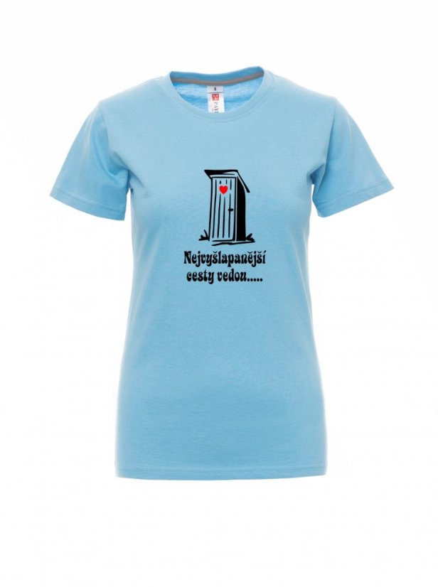 Graduation T-shirt, All roads lead..... - Barva: Nebesky modrá, Velikost: M, Střih: Dámské
