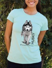 Dámské tričko z bio bavlny, Husky - autorská kresba