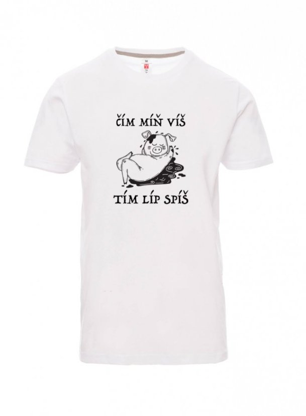 Absolventské tričko, Čím míň víš, tím líp spíš - Barva: Bílá, Velikost: L, Střih: Pánské