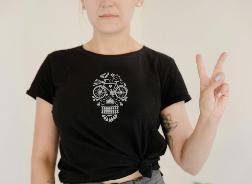 Dámské tričko, Bike lebka