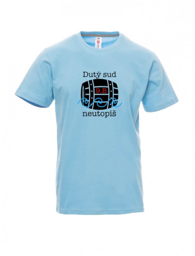 Absolventské tričko, Dutý sud neutopíš - Barva: Nebesky modrá, Velikost: 2XL, Střih: Pánské