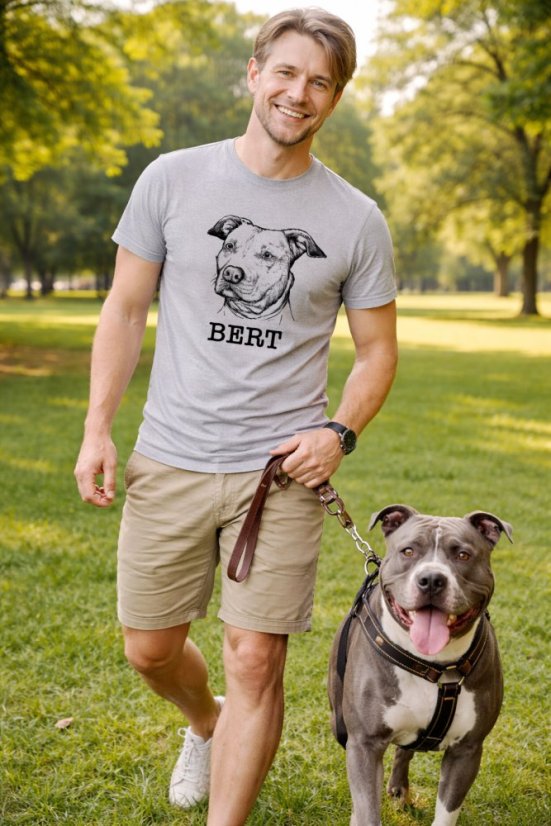 Pánské tričko, Americký pitbulteriér, kresba
