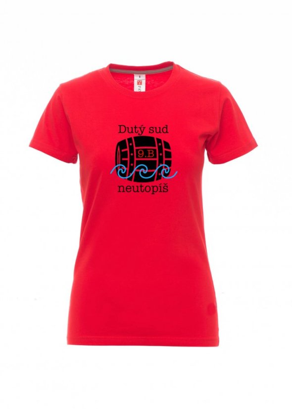Absolventské tričko, Dutý sud neutopíš - Barva: Červená, Velikost: L, Střih: Dámské