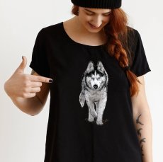 Dámské tričko, Husky - autorská kresba