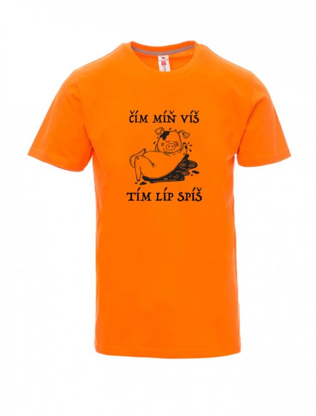 Absolventské tričko, Čím míň víš, tím líp spíš - Barva: Oranžová, Velikost: XS, Střih: Pánské