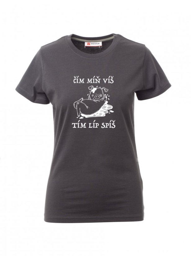 Absolventské tričko, Čím míň víš, tím líp spíš - Barva: Antracitová, Velikost: L, Střih: Dámské