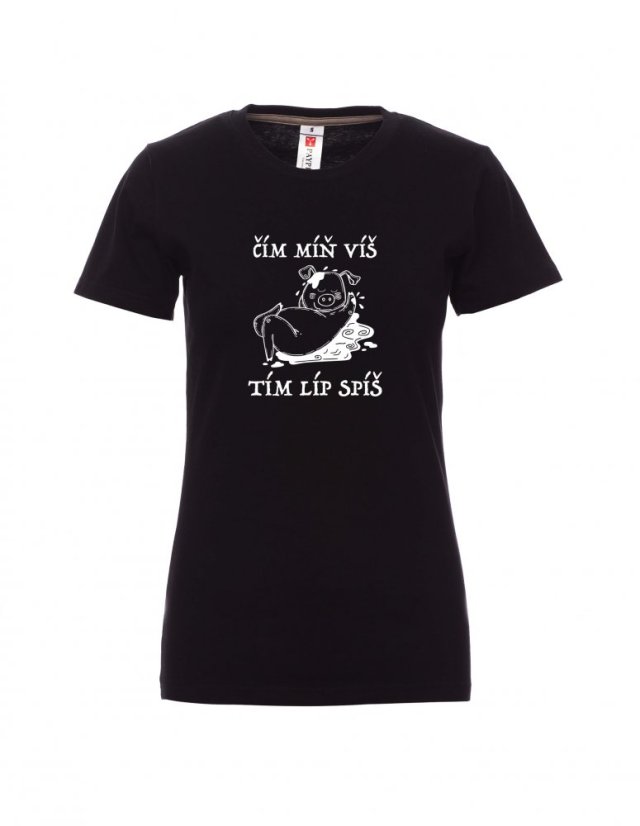 Absolventské tričko, Čím míň víš, tím líp spíš - Barva: Černá, Velikost: XL, Střih: Dámské